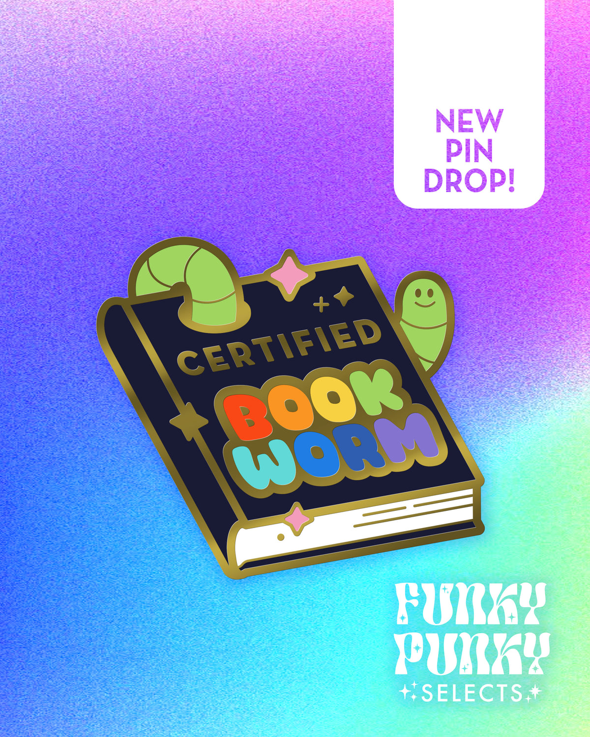 Certified Book Worm Hard Enamel Pin - Preorder