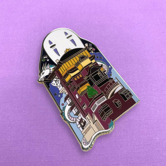 Spirited Away bathhouse destination hard enamel pin - view 2 | Funky Punky Designs