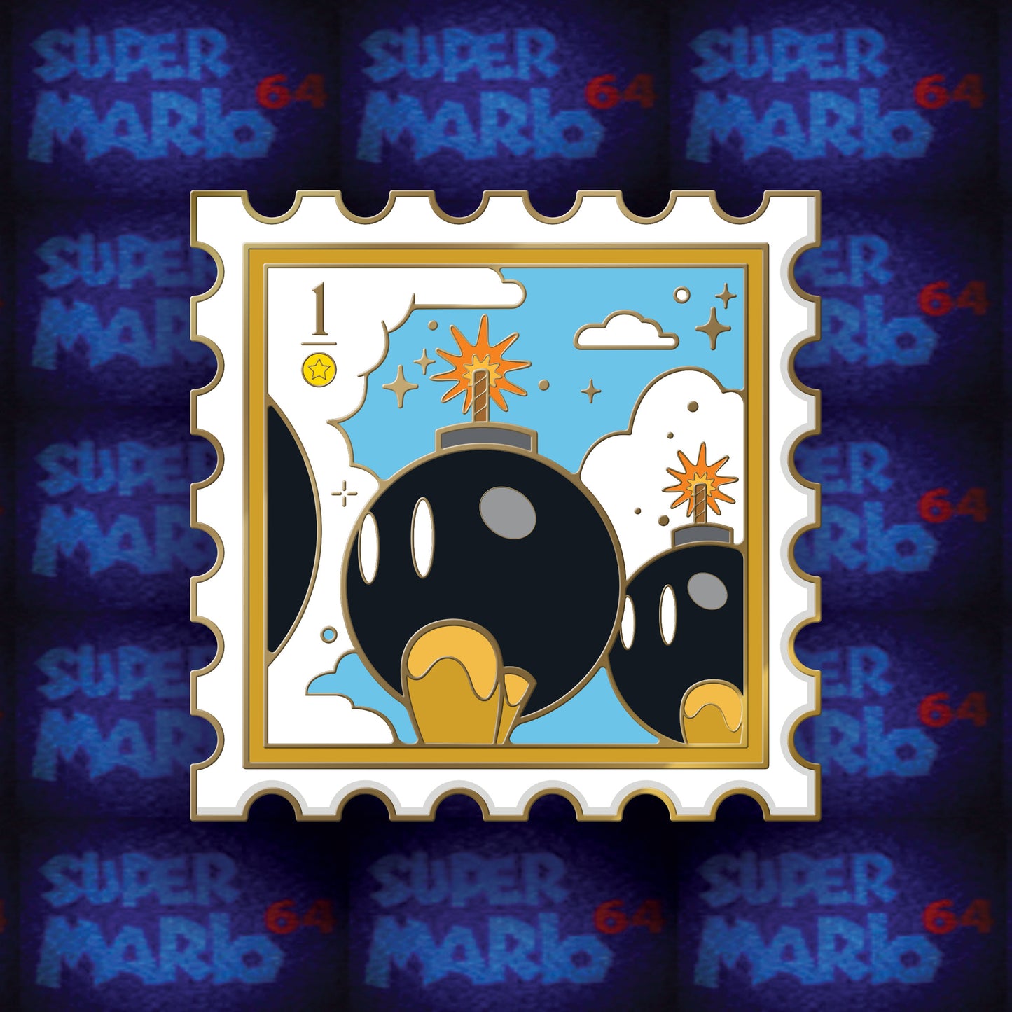 Super Mario 64 Painting Stamps Hard Enamel Pins