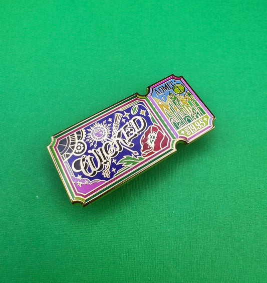 Wicked musical ticket hard enamel pin - view 2 | Funky Punky Designs