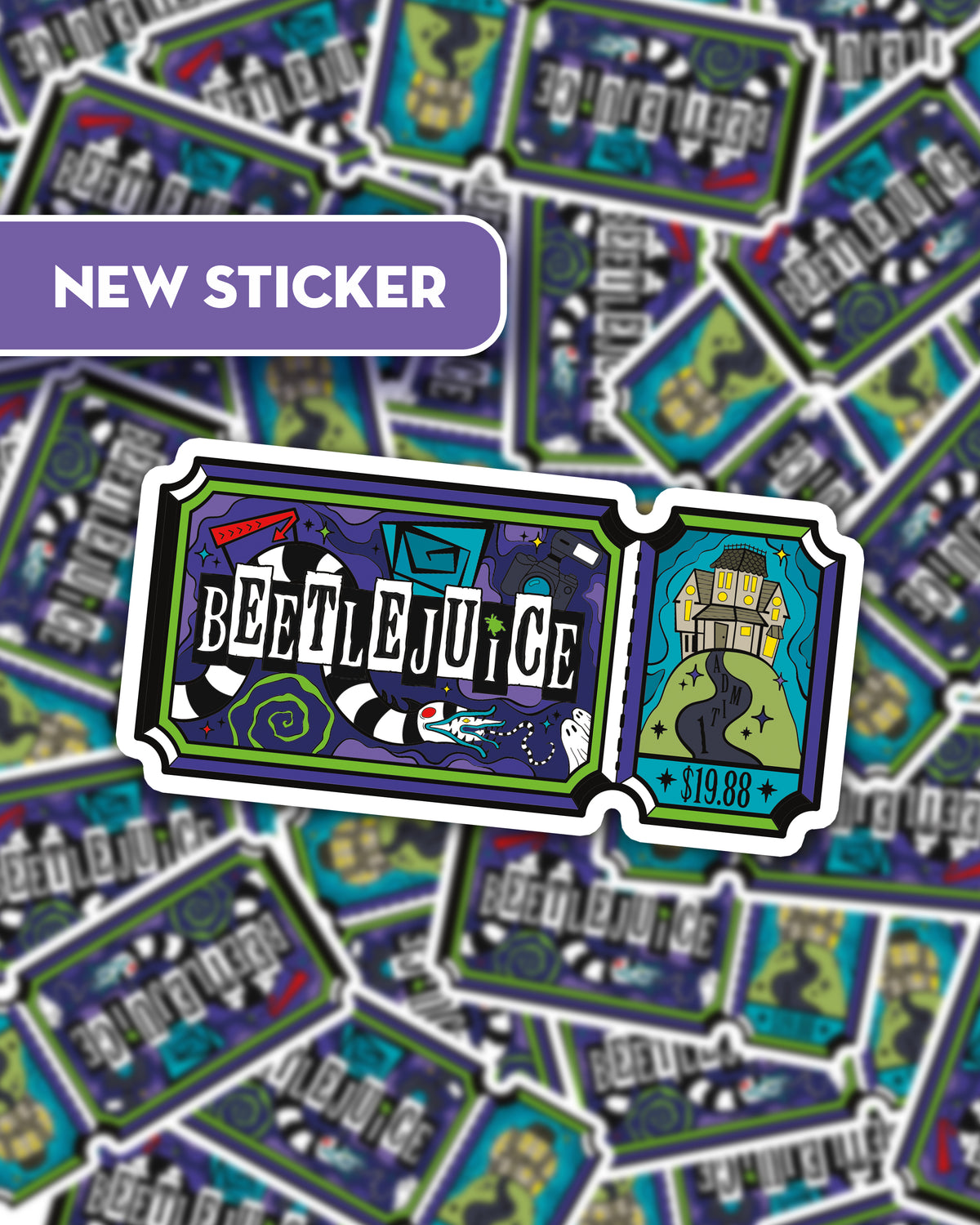 Beetlejuice Ticket Vinyl Sticker
