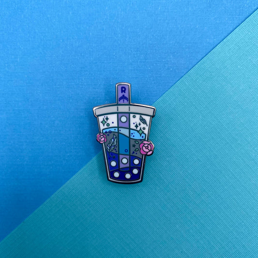 Blue House Bubble Tea Hard Enamel Pin