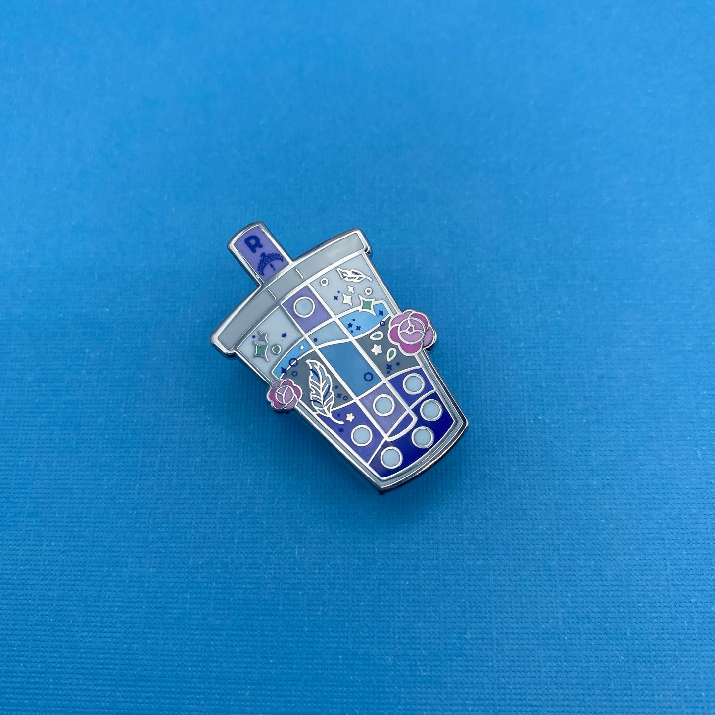 Blue House Bubble Tea Hard Enamel Pin