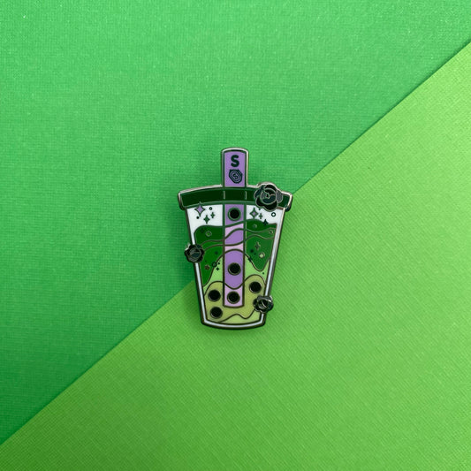 Green House Bubble Tea Hard Enamel Pin