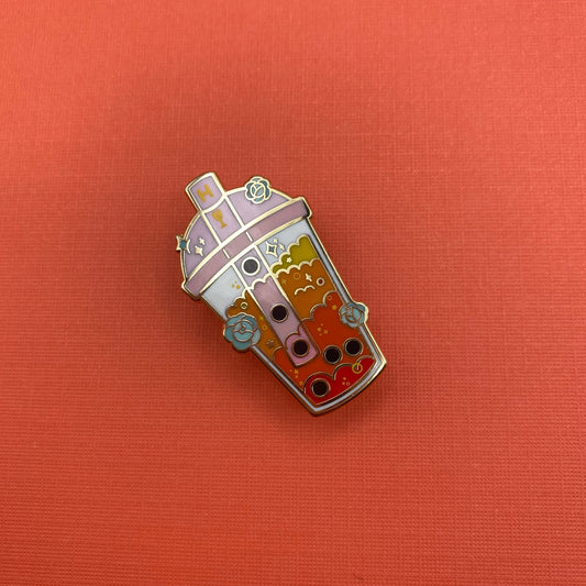 Yellow House Bubble Tea Hard Enamel Pin