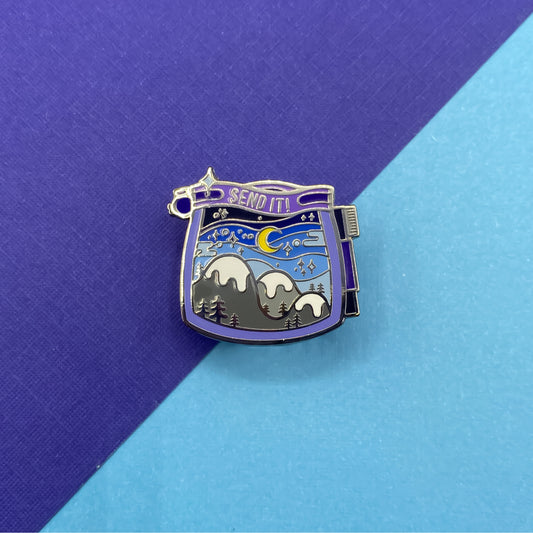 Send It! Climbing Chalk Bag Hard Enamel Pin