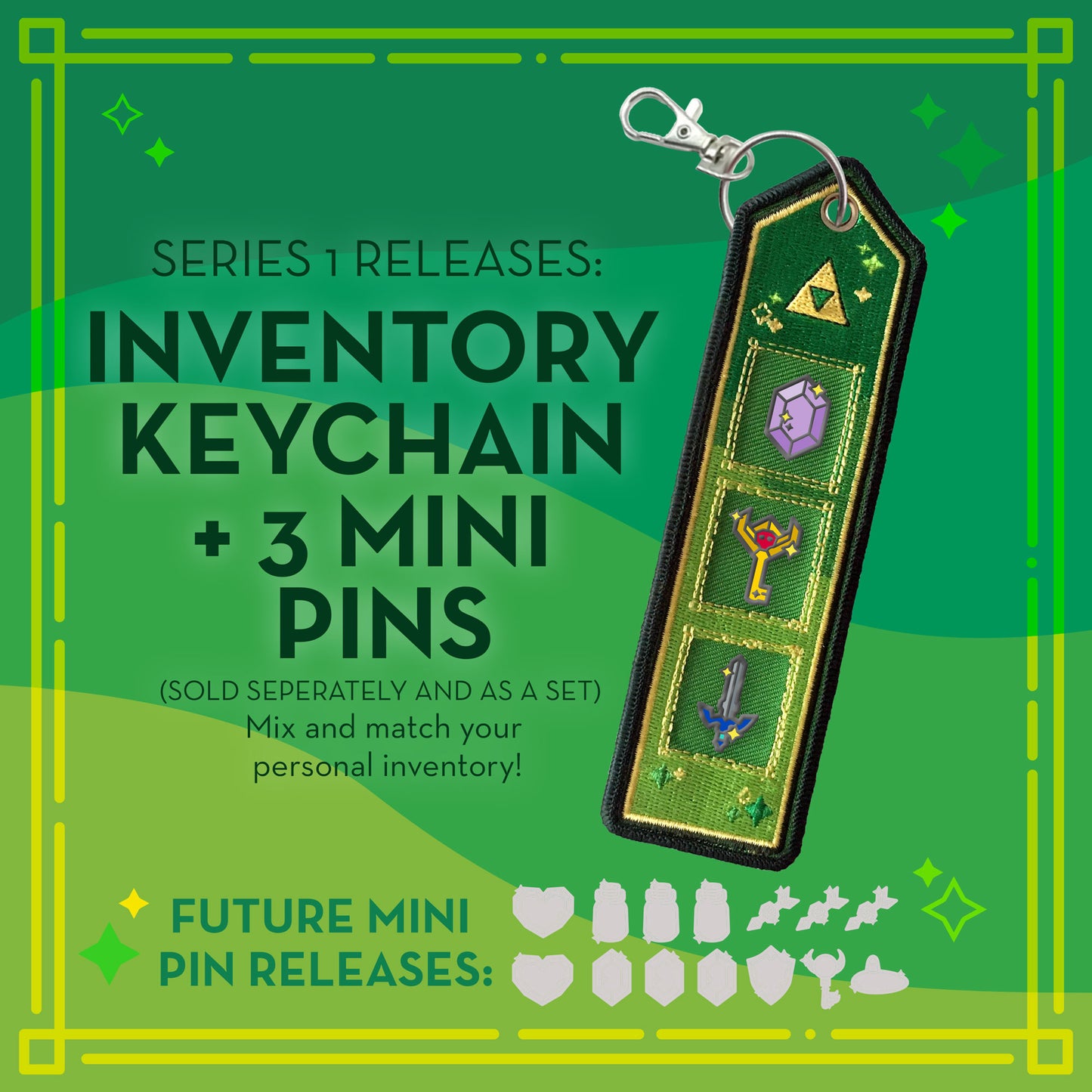 Legend Of Zelda Item Key Chain and Enamel Pins Series 1