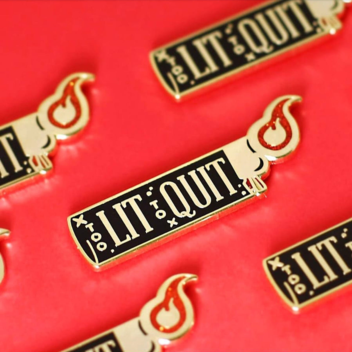 Too Lit To Quit lighter hard enamel pin - view 4 | Funky Punky Designs