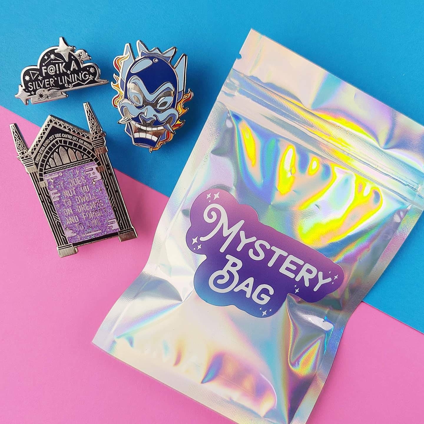 Mystery bag of three hard enamel pins - view 3 | Funky Punky Designs