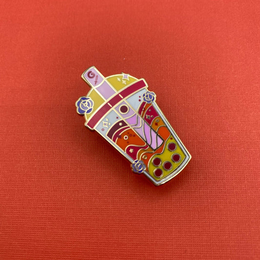 Red House Bubble Tea Hard Enamel Pin
