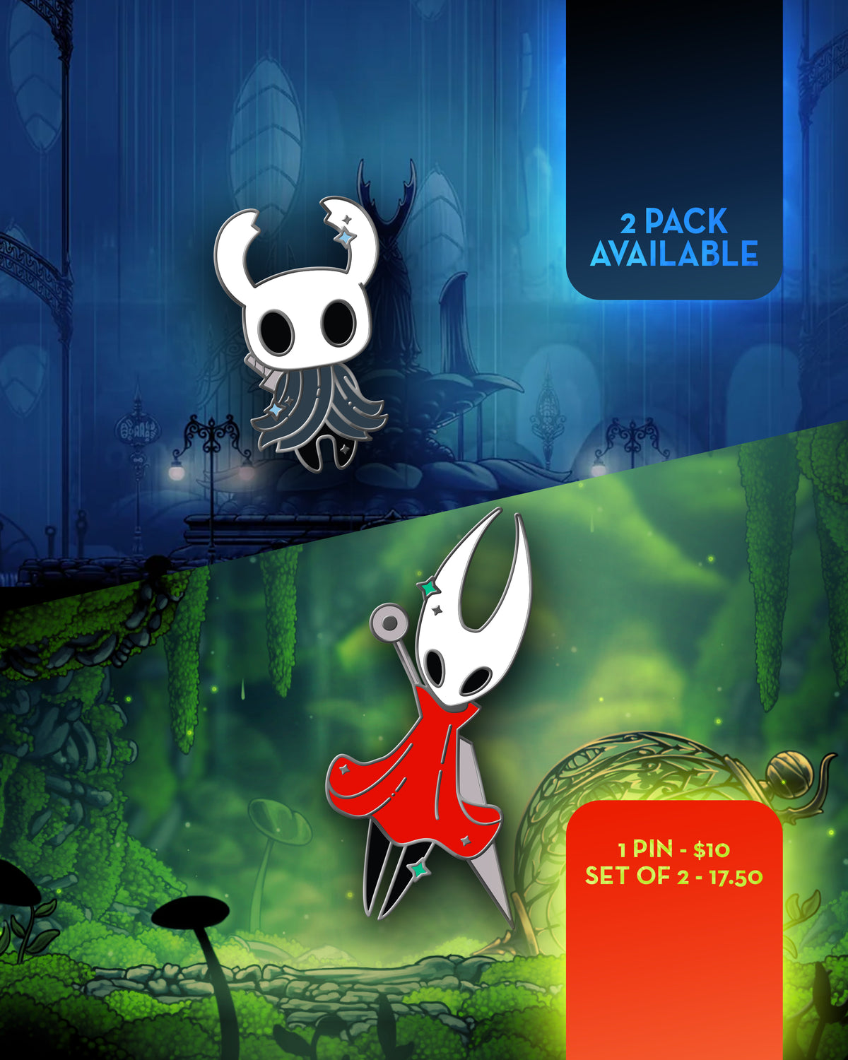 Hollow Knight Hornet and The Knight hard enamel pin - view 2 | Funky Punky Designs