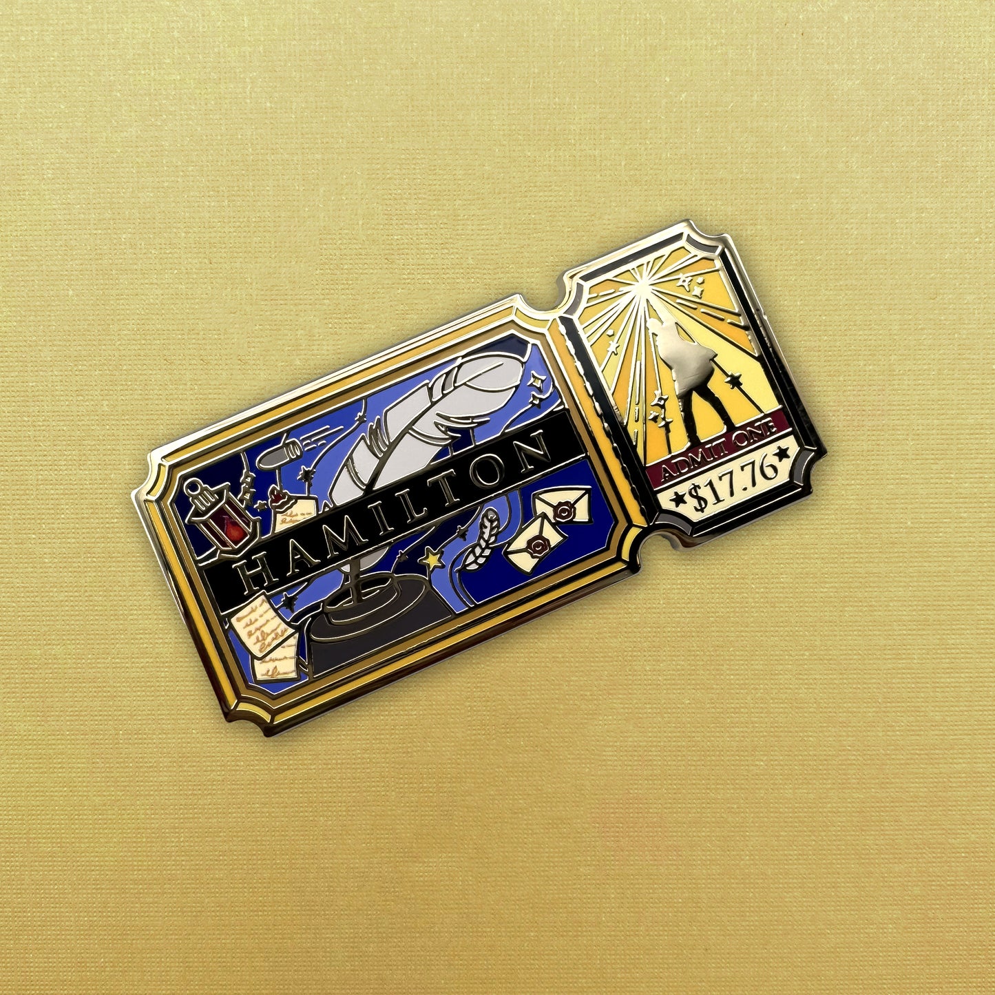 Hamilton Ticket Hard Enamel Pin