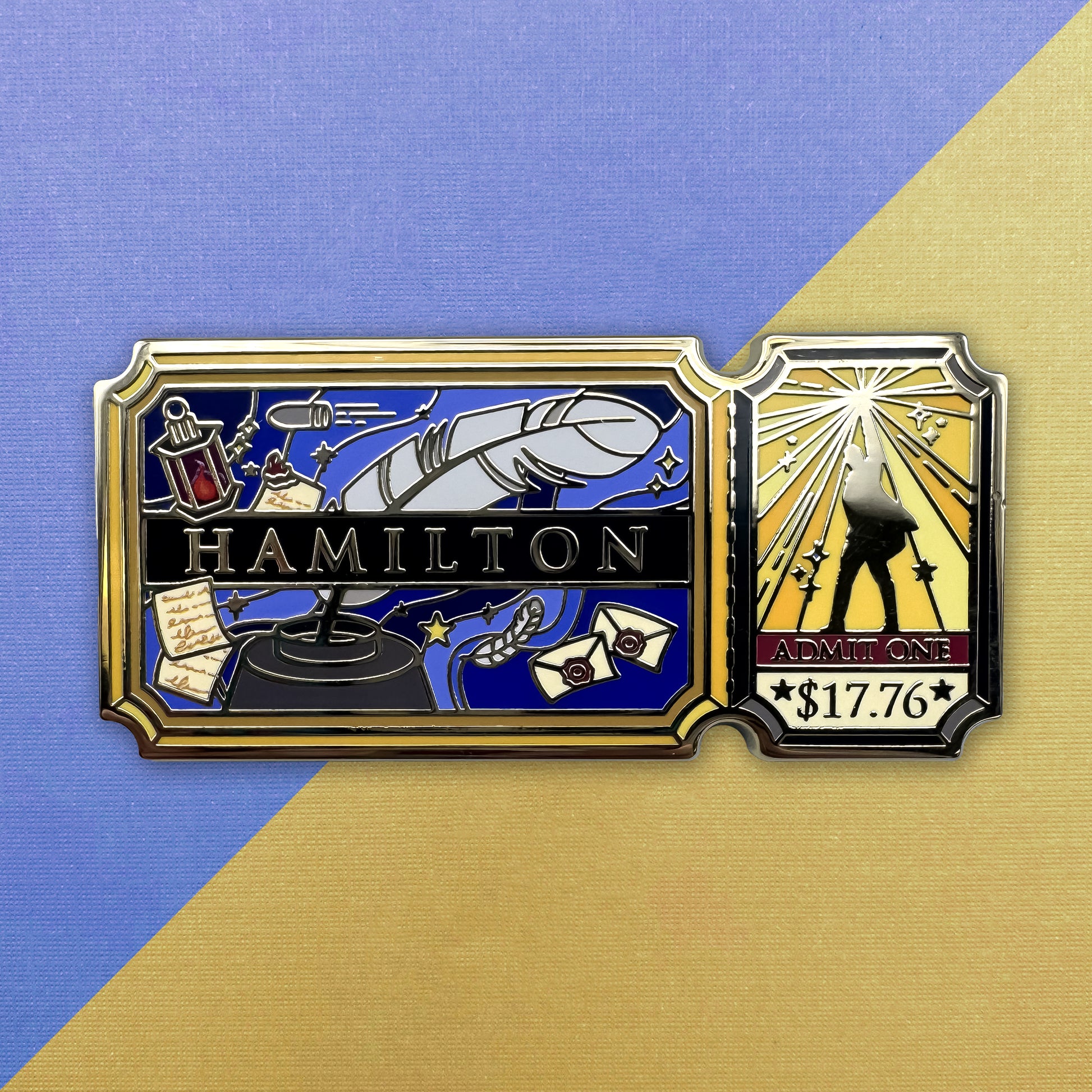 Hamilton musical ticket hard enamel pin | Funky Punky Designs