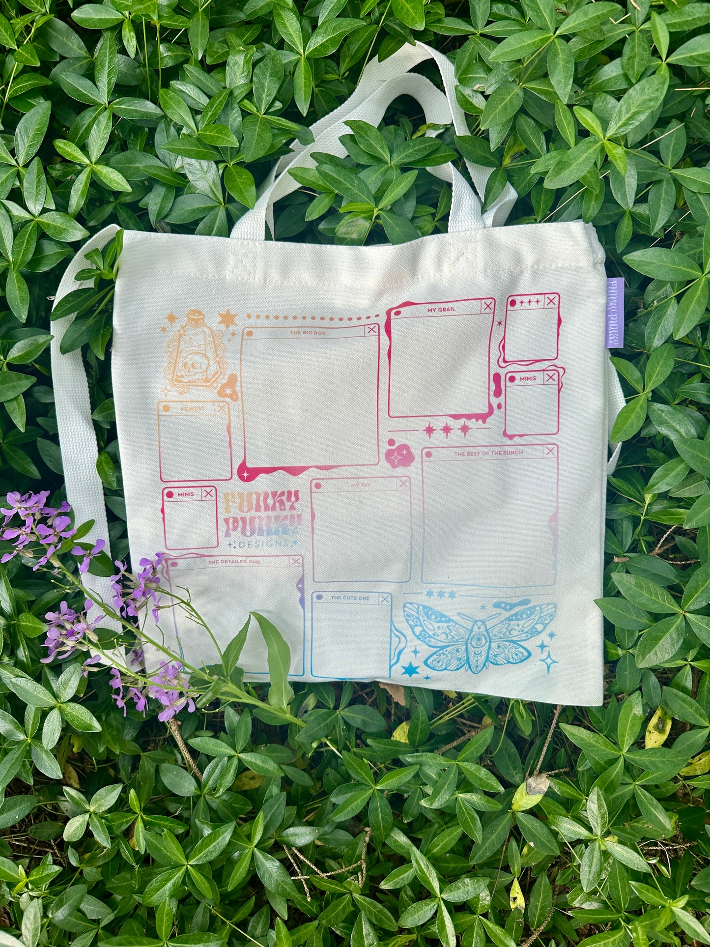 Funky Punky Designs enamel pin display tote bag | Funky Punky Designs
