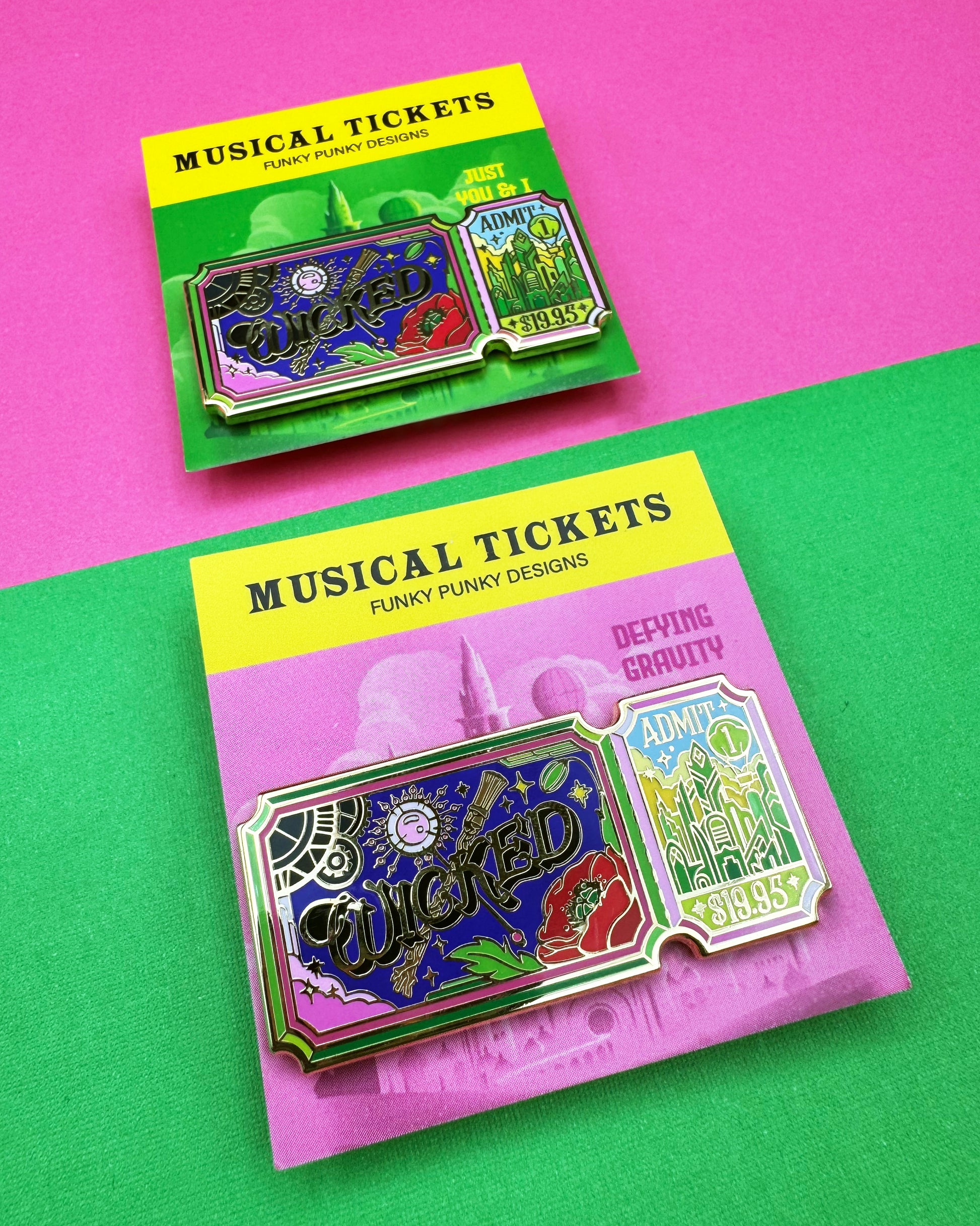 Wicked musical ticket hard enamel pin - view 4 | Funky Punky Designs