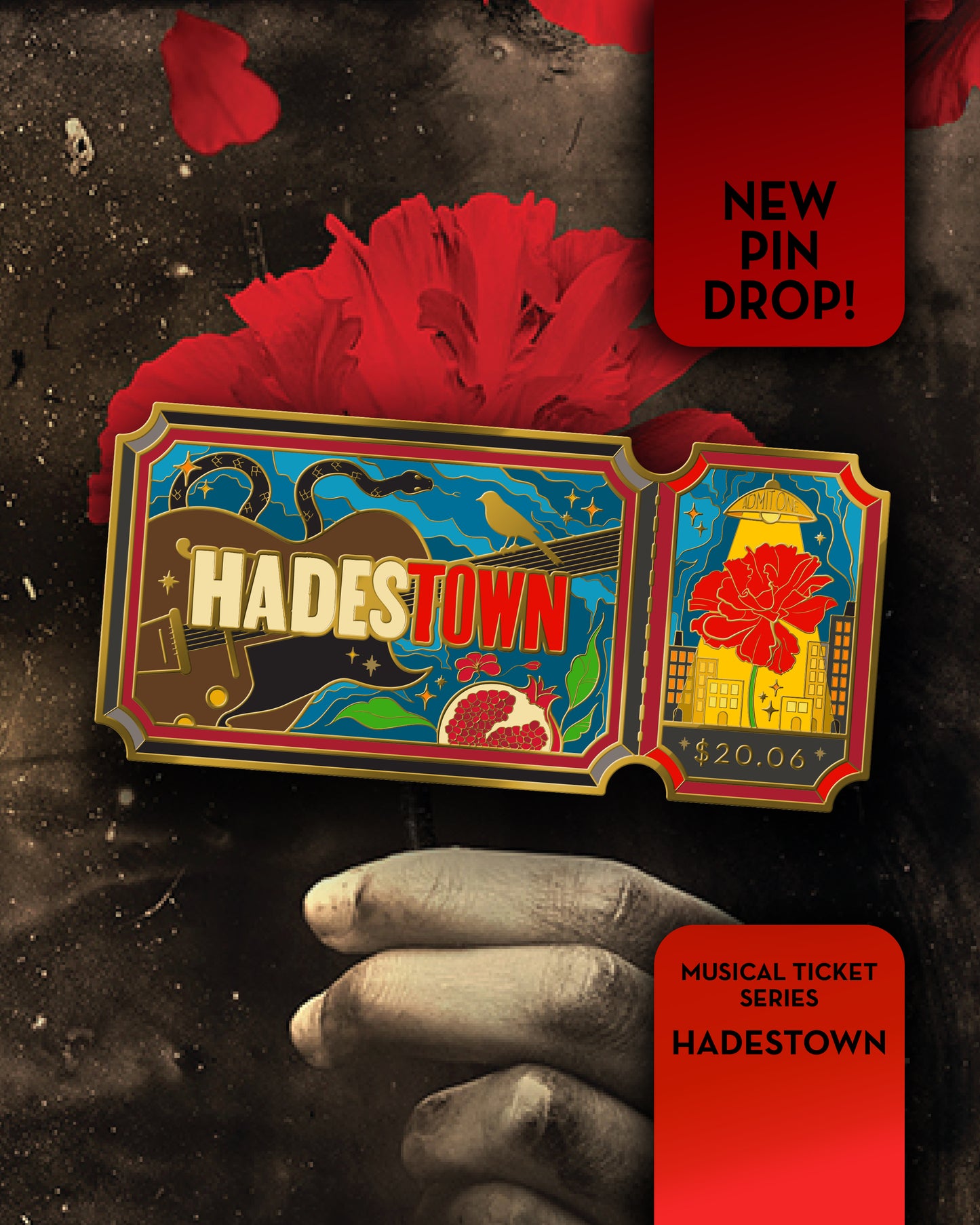 Hadestown Ticket Hard Enamel Pin Preorder
