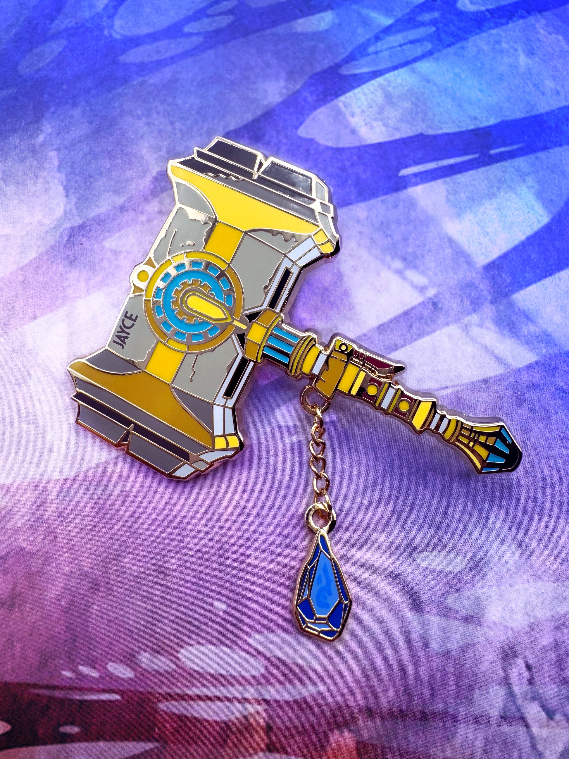 Jayce Hextech hammer hard enamel chain pin | Funky Punky Designs
