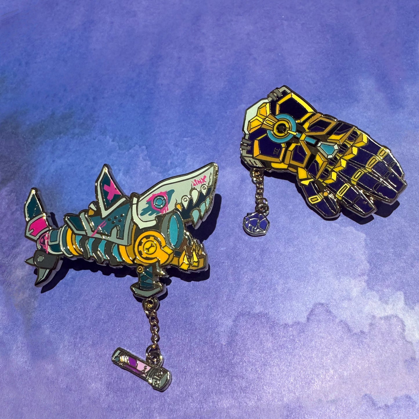 Jinx's Fishbones Rocket & Vi's Atlas Gauntlet Hard Enamel Pin