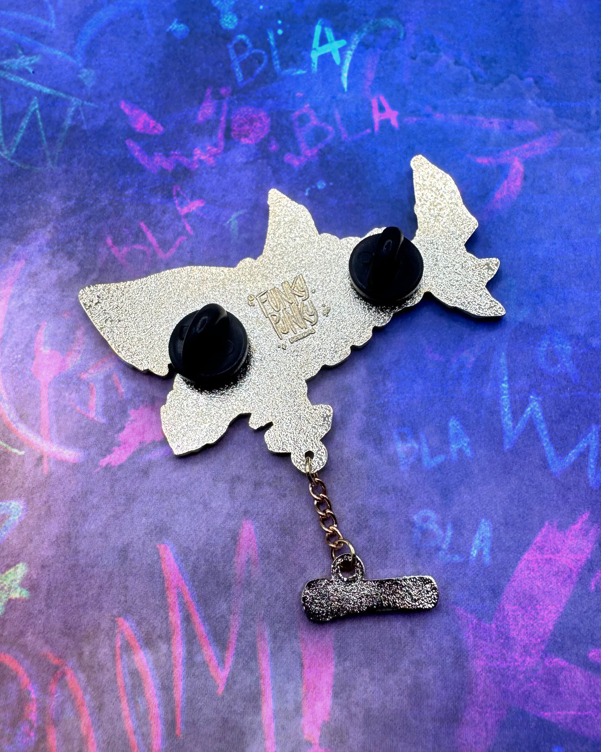 Jinx Fishbones rocket hard enamel chain pin - view 3 | Funky Punky Designs