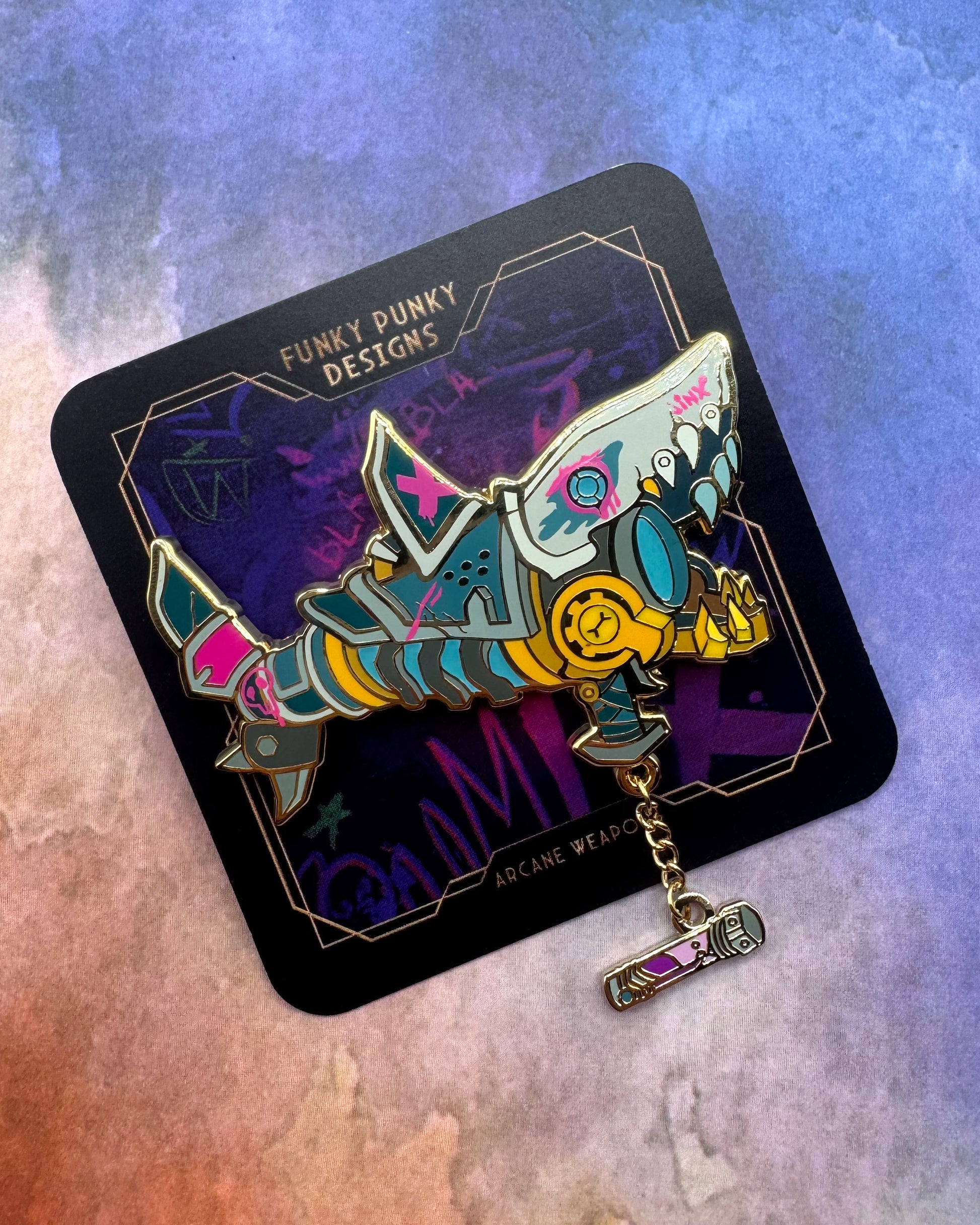 Jinx and Vi Arcane hard enamel pin set - view 3 | Funky Punky Designs