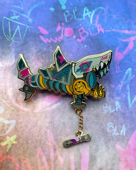 Jinx Fishbones rocket hard enamel chain pin | Funky Punky Designs