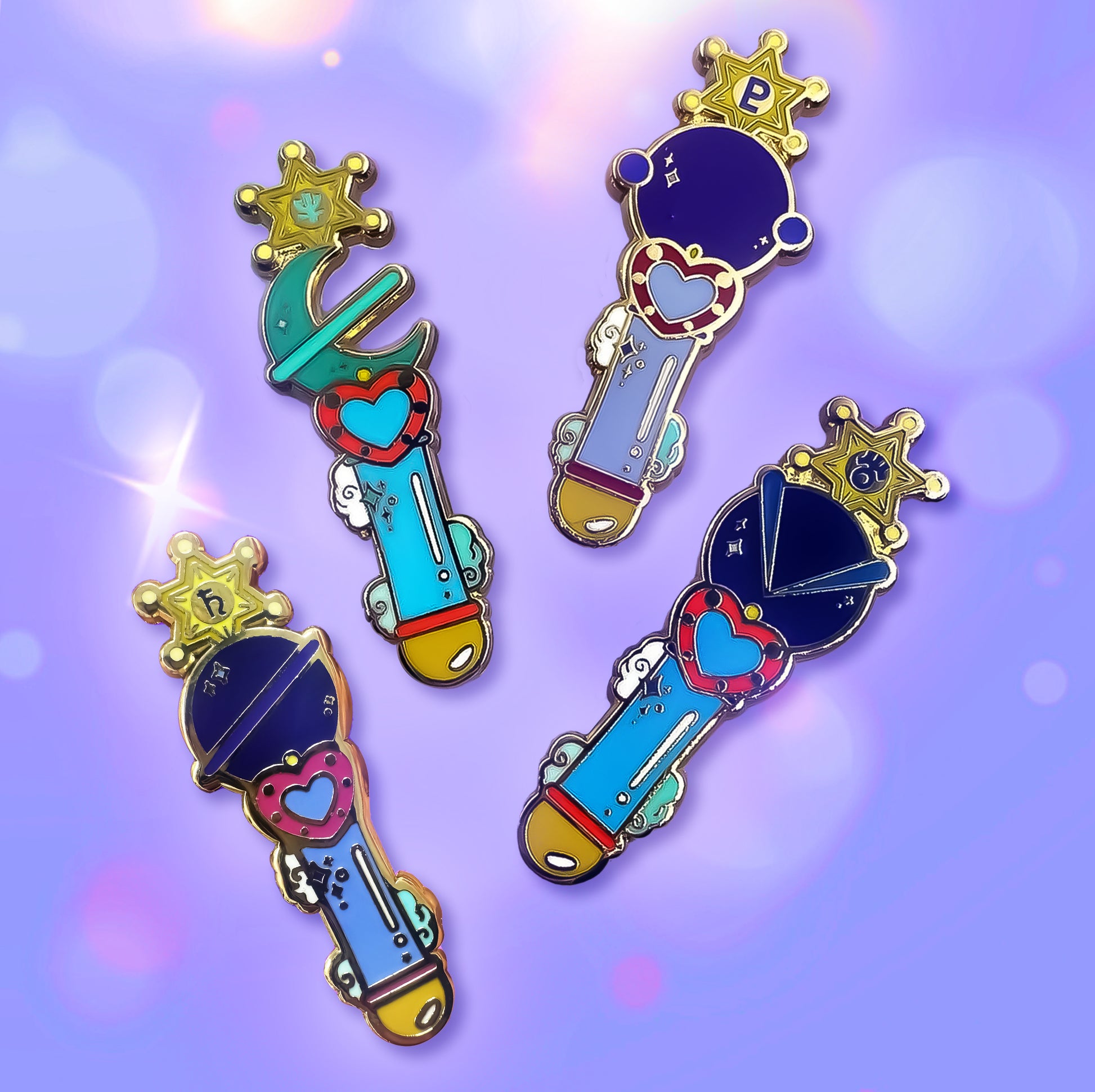 Sailor Senshi transformation wand hard enamel pins | Funky Punky Designs