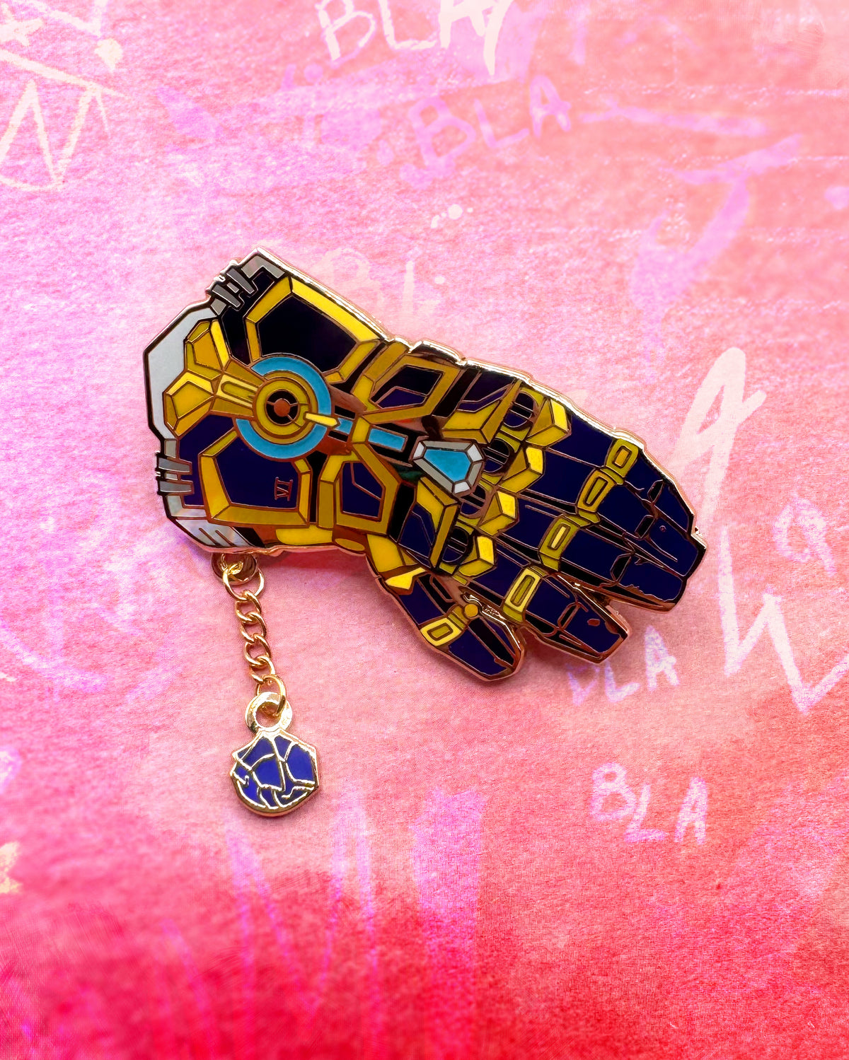 Vi Atlas gauntlet hard enamel chain pin | Funky Punky Designs