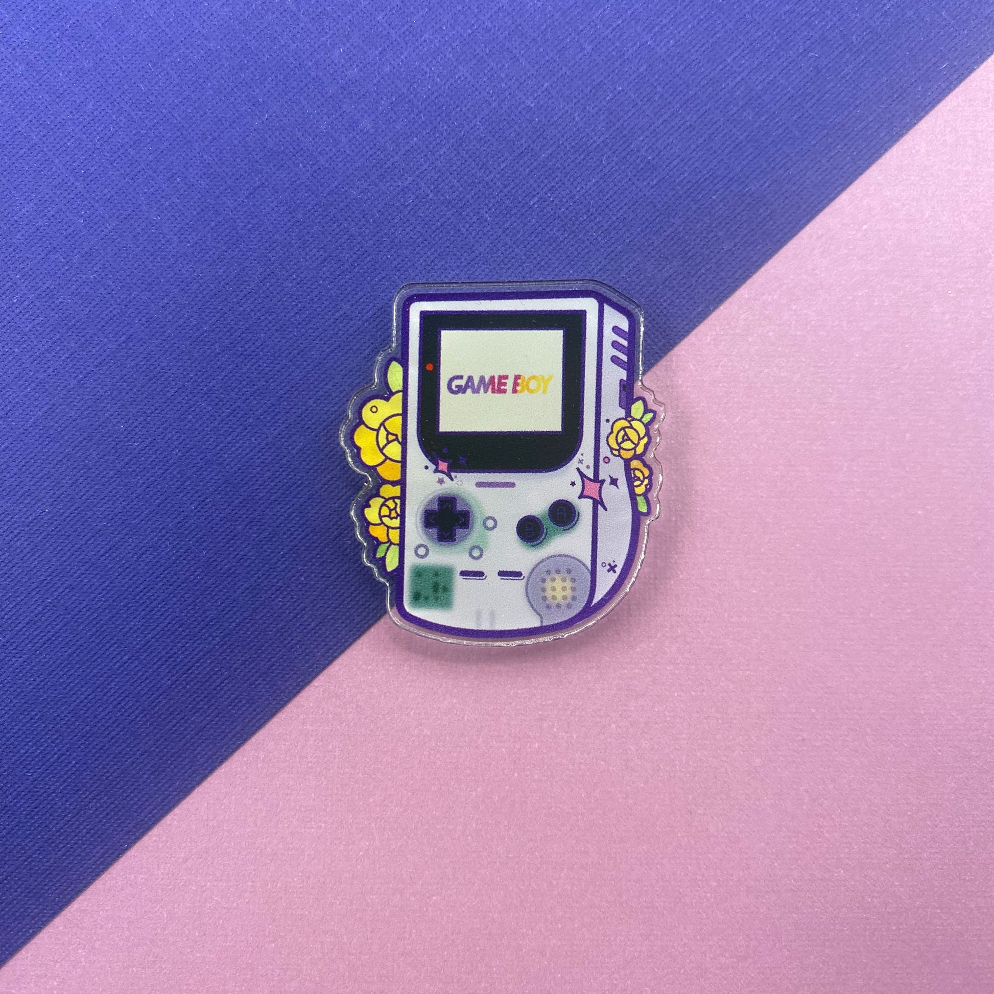 Atomic purple Game Boy Color acrylic pin - view 4 | Funky Punky Designs