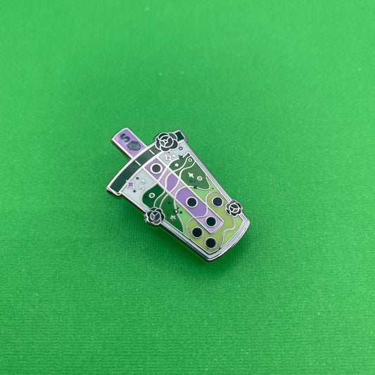 Green house wizard bubble tea hard enamel pin - view 2 | Funky Punky Designs