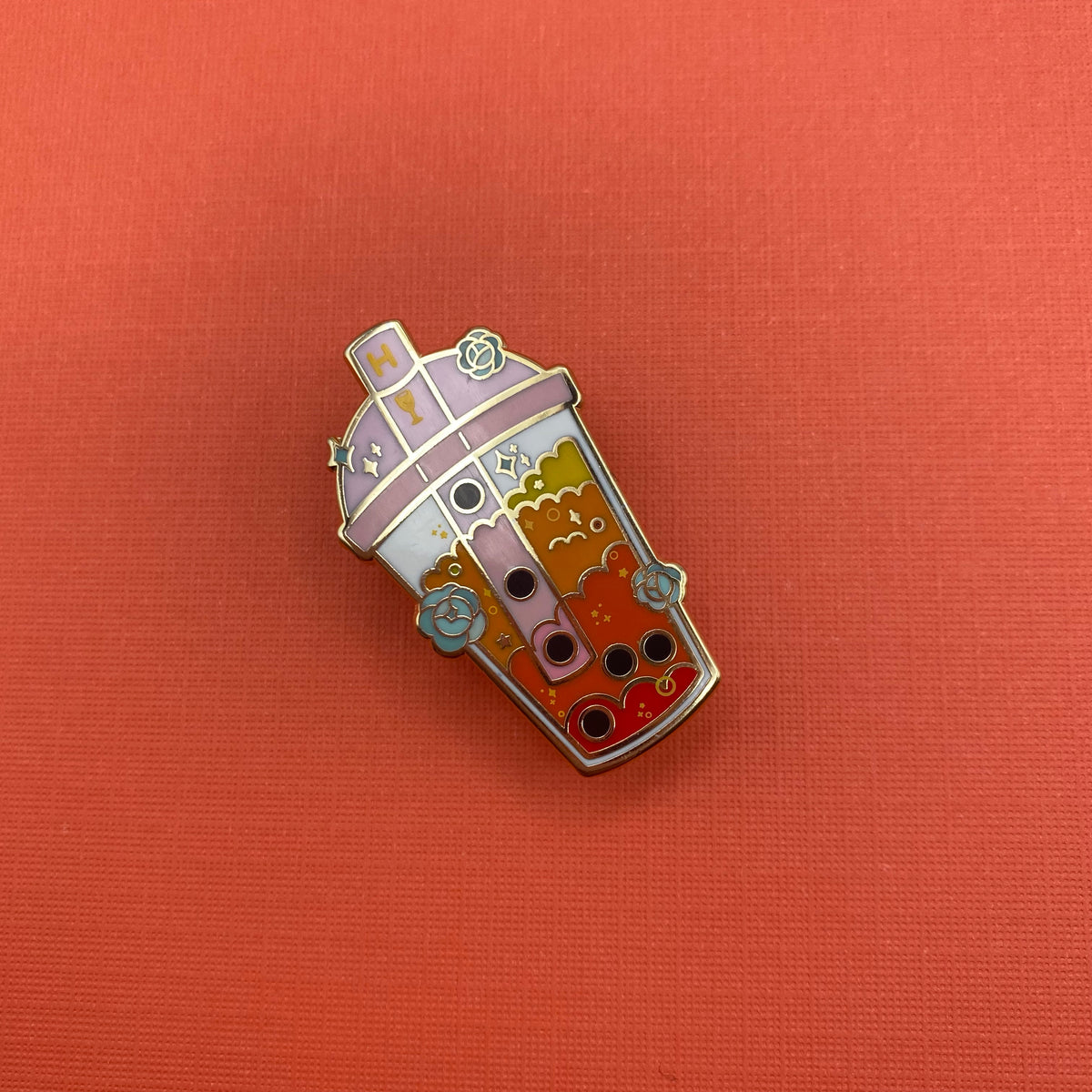 Yellow house wizard bubble tea hard enamel pin - view 2 | Funky Punky Designs