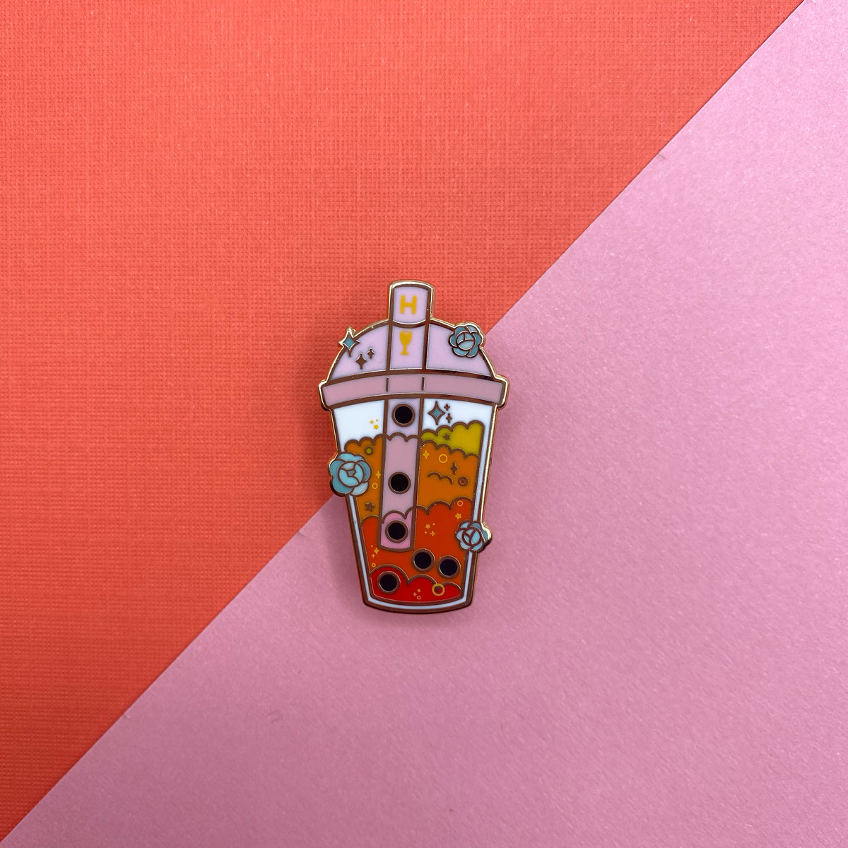 Yellow house wizard bubble tea hard enamel pin | Funky Punky Designs