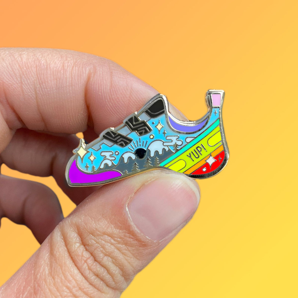 Yup climbing shoe hard enamel pin - view 5 | Funky Punky Designs