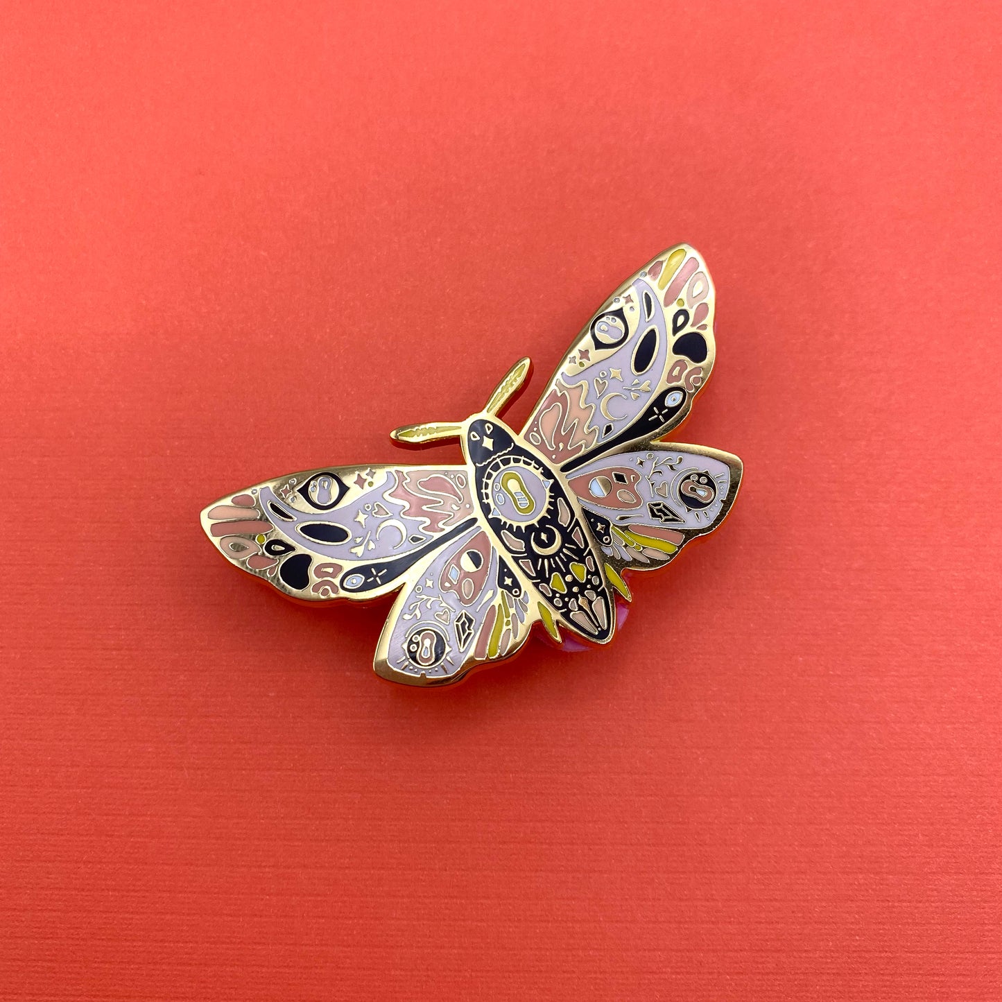 Mystic moth celestial hard enamel pin - view 6 | Funky Punky Designs