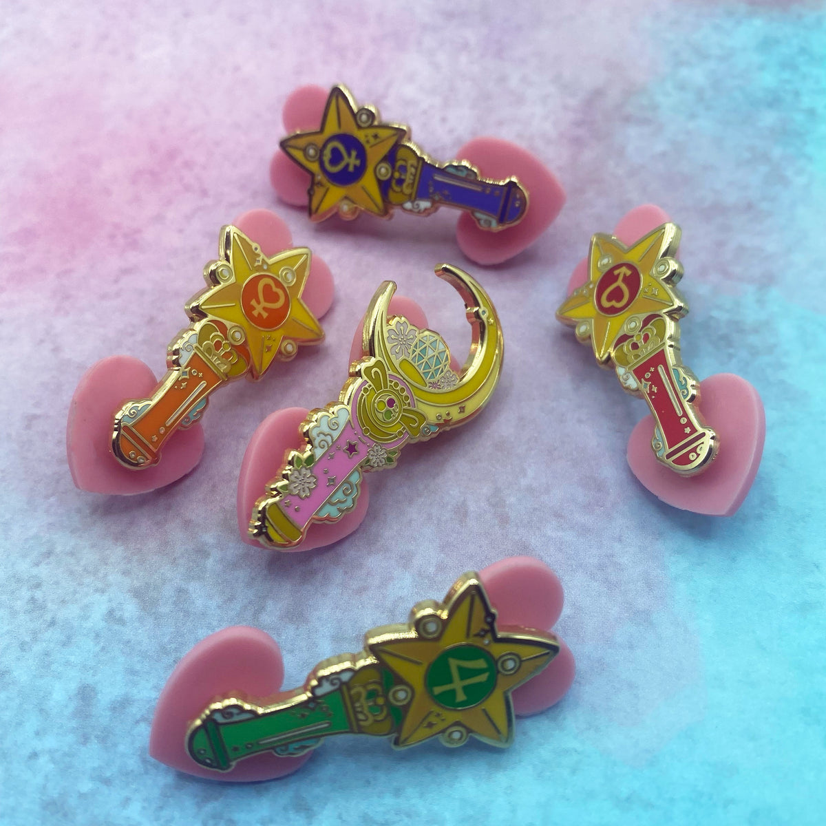 Sailor Moon transformation wand hard enamel pins | Funky Punky Designs