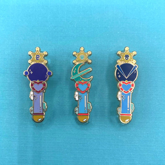 Sailor Senshi transformation wand hard enamel pins - view 2 | Funky Punky Designs