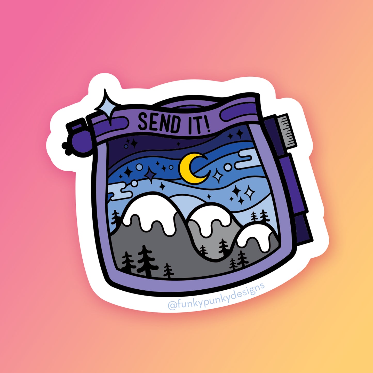 Send It climbing chalk bag vinyl sticker | Funky Punky Designs