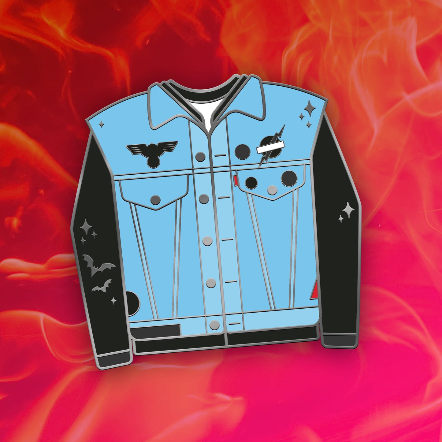 Eddie Munson jacket hard enamel pin - view 4 | Funky Punky Designs