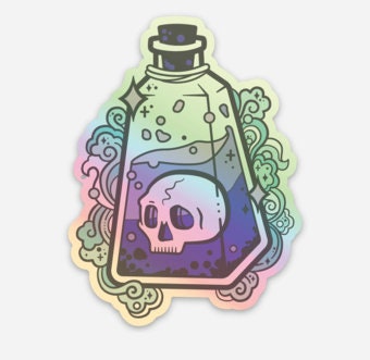 Draught of the Living Death potion holographic sticker - view 2 | Funky Punky Designs