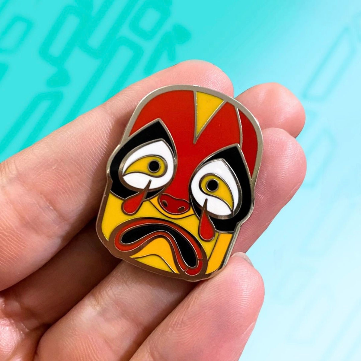 Sokka Fire Festival mask hard enamel pin - view 5 | Funky Punky Designs