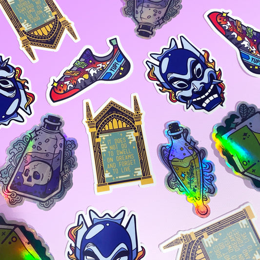 Liquid Luck potion holographic sticker - view 2 | Funky Punky Designs