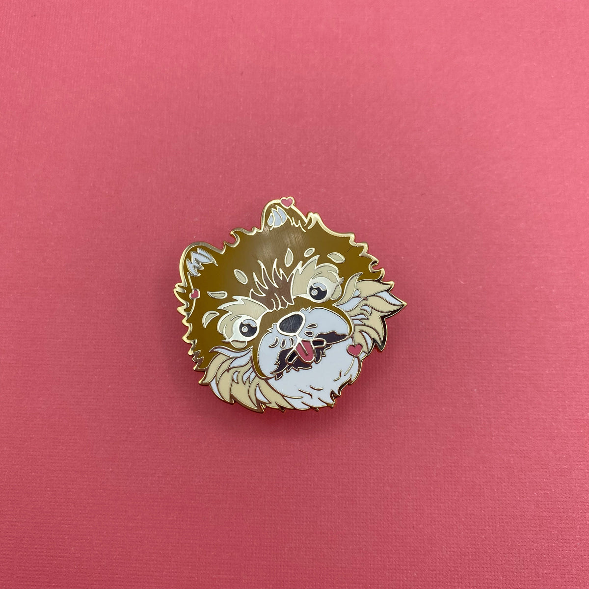 Pomeranian dog hard enamel pin - view 2 | Funky Punky Designs