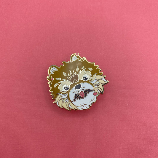 Pomeranian dog hard enamel pin - view 2 | Funky Punky Designs