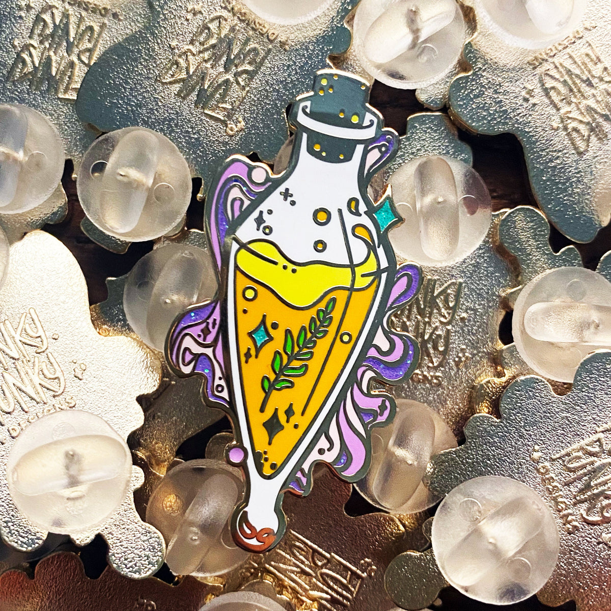 Liquid Luck Felix Felicis potion hard enamel pin - view 6 | Funky Punky Designs