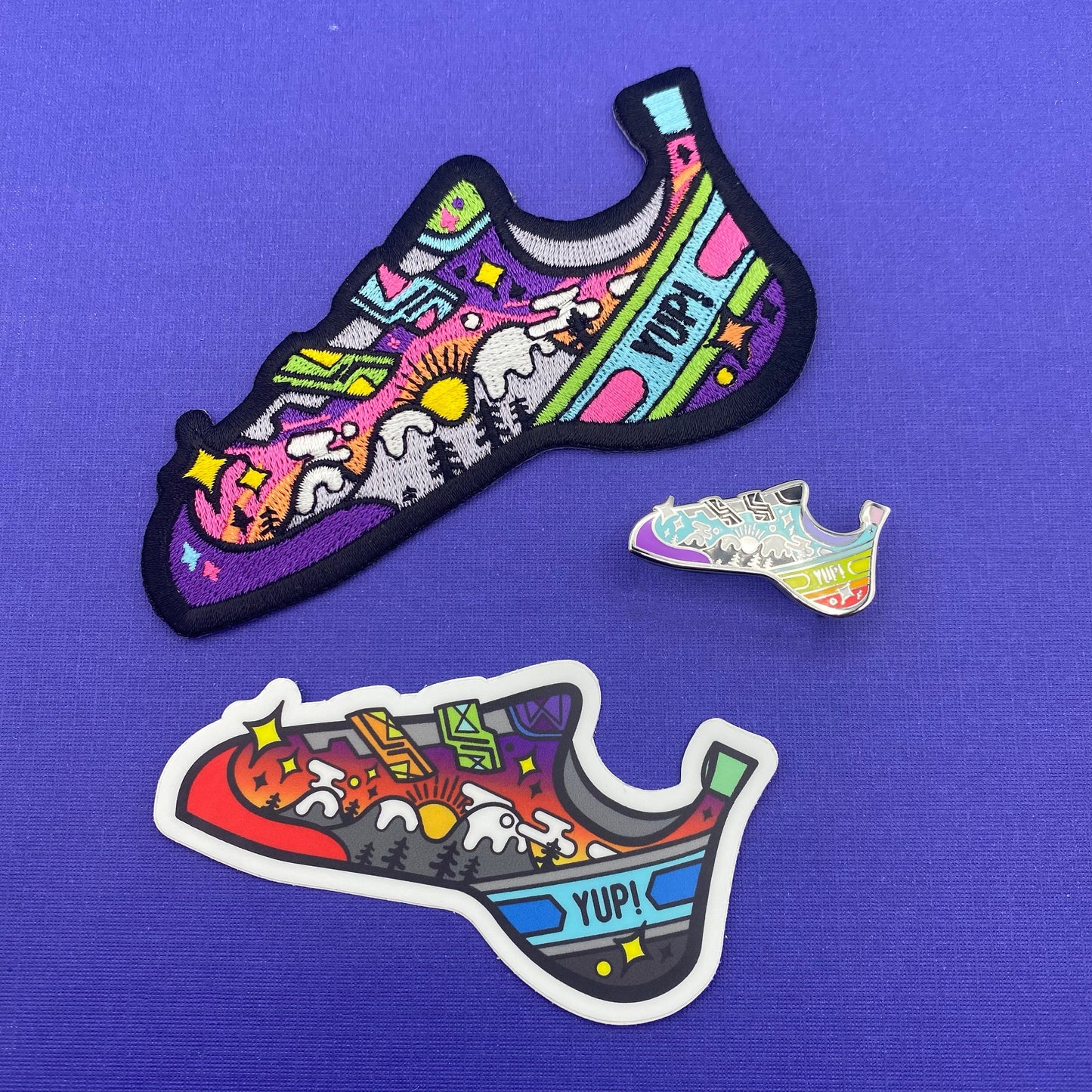Yup climbing shoe embroidered iron-on patch - view 3 | Funky Punky Designs