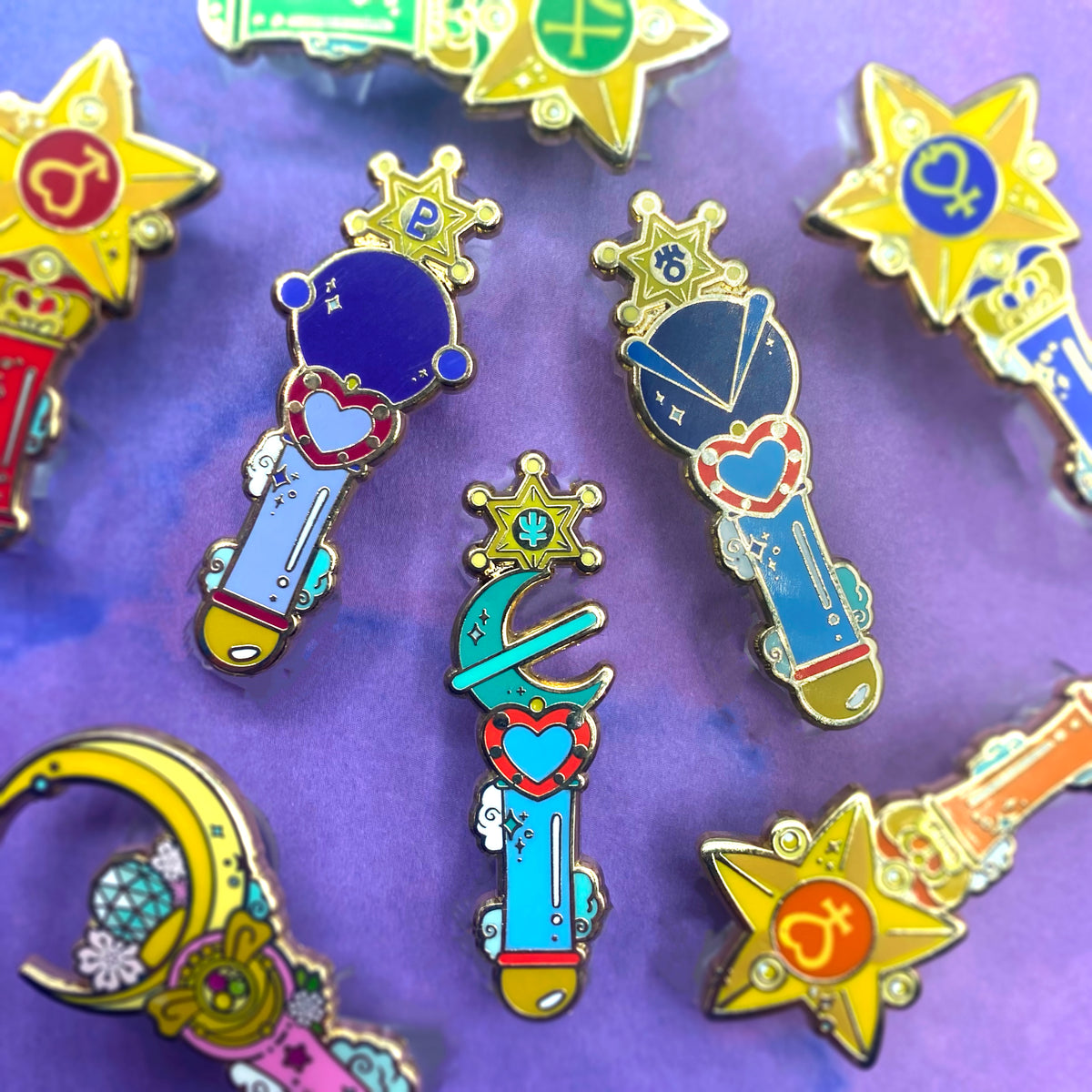 Sailor Senshi transformation wand hard enamel pins - view 10 | Funky Punky Designs